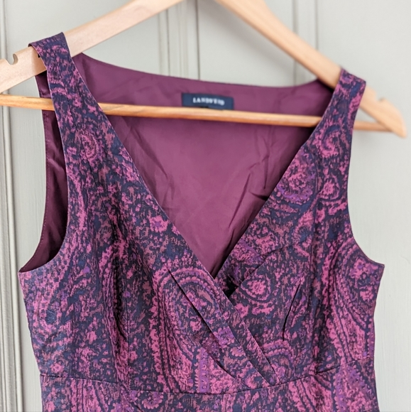 Land's End Paisley Print Silk Blend Aline Dress - Picture 5 of 7